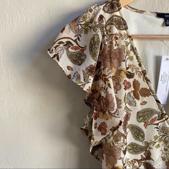 NWT DREW Anthropologie Terra Vintage Garden Floral Boho Midi Ruffle Wrap… - Picture 4 of 6